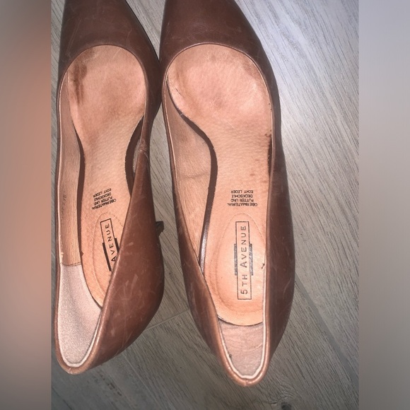 5TH AVENUE Pump High Brown Leather Heels size 38 Pointed Sandals - Picture 6 of 8